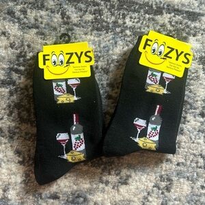 NWT Foozys Wine & Cheese Socks Fits Shoe Size 4-10